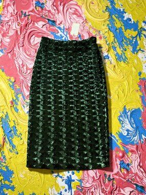 ESSENTIEL ANTWERP Emerald Sequin Midi Skirt Size 36 / US 6 NEW NWT